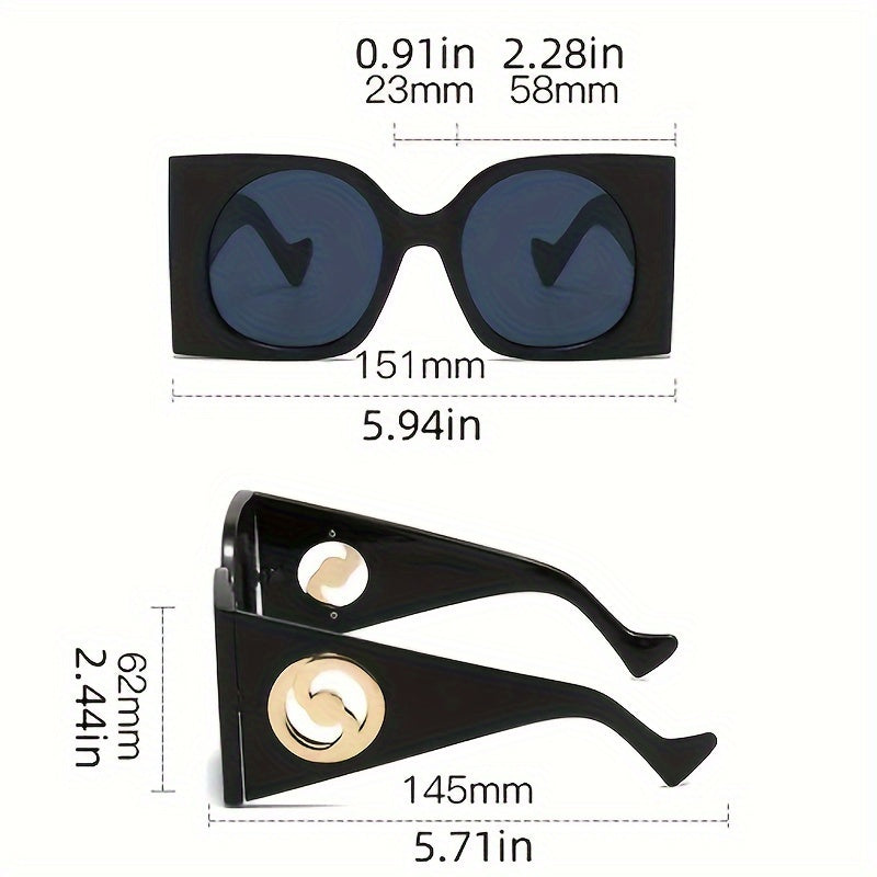 Women's Retro Chic Oversized Square Glasses with Composite Frame and Anti-Reflective Lenses