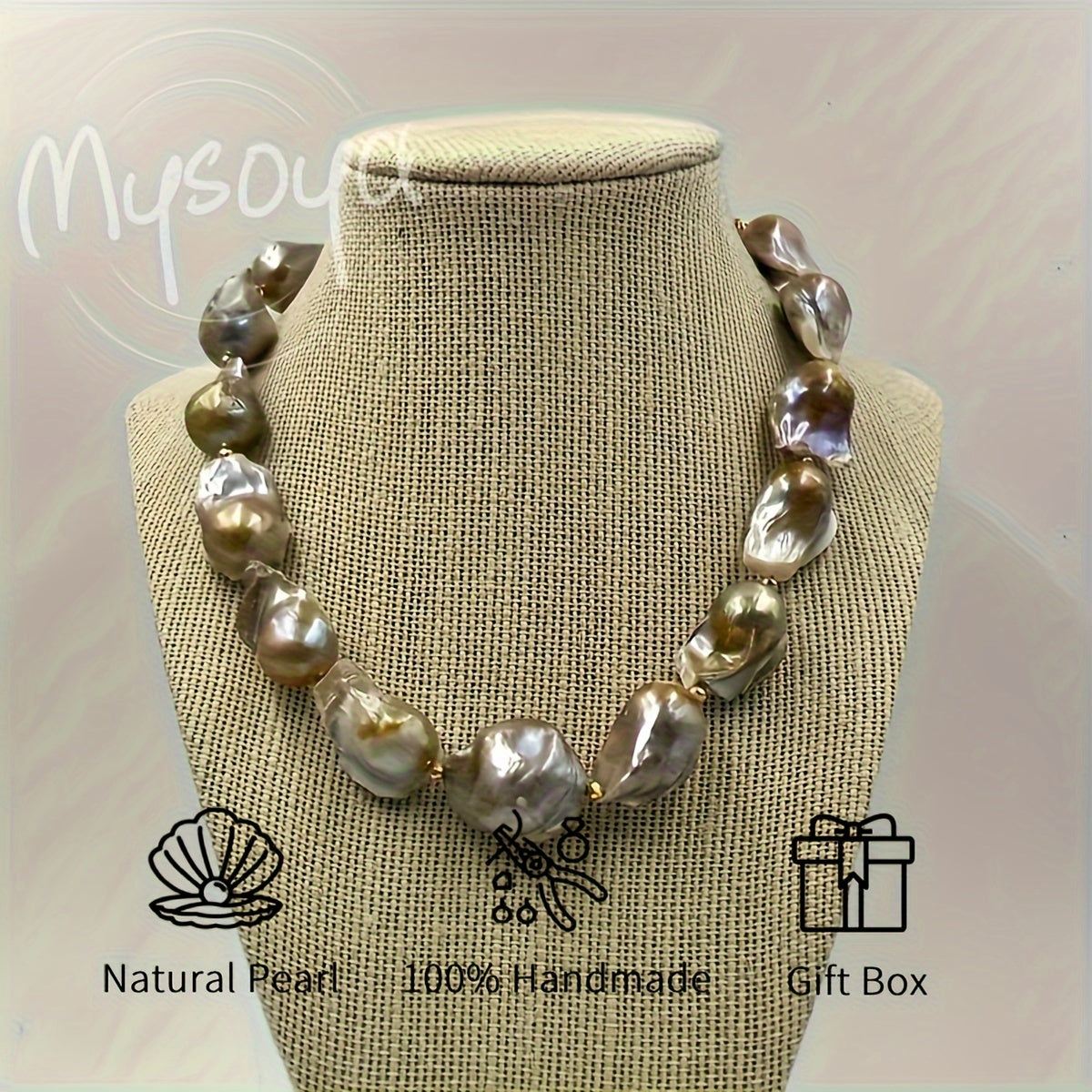 Freshwater Pearl Necklace for Women 21-28mm Baroque Natural Jewelry Gift