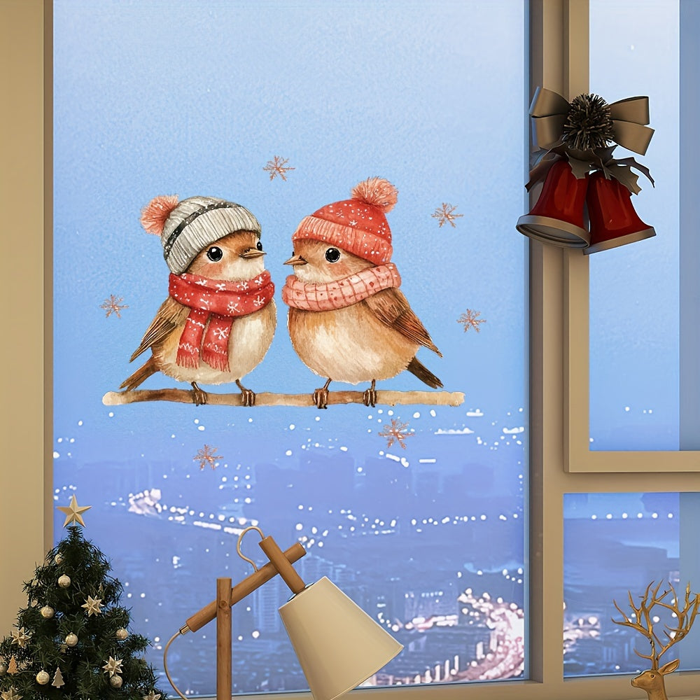 Festive Christmas Bird Window Cling Removable Reusable Decor