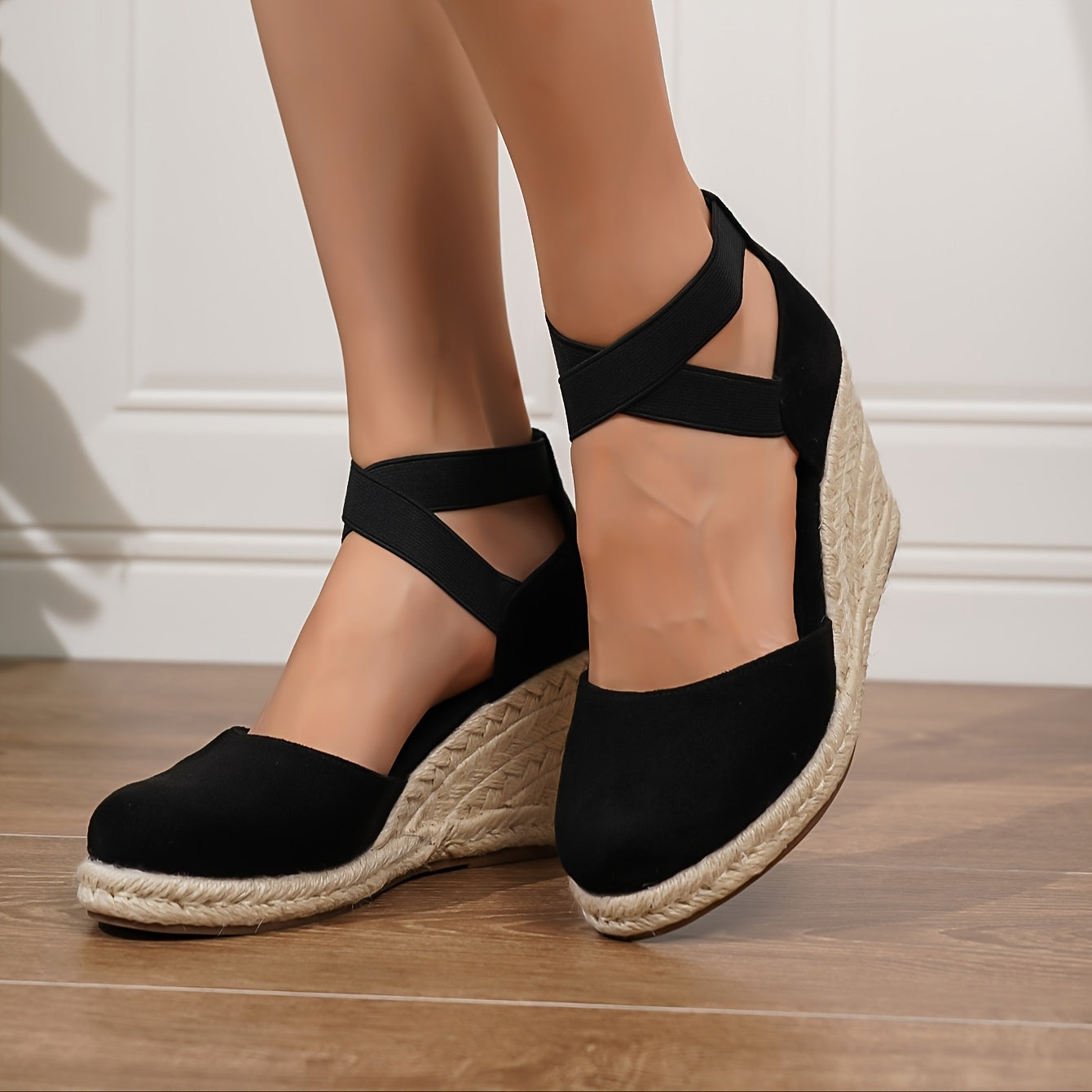 Women's Wedge Espadrille Summer Shoes Casual Elastic Band Comfortable