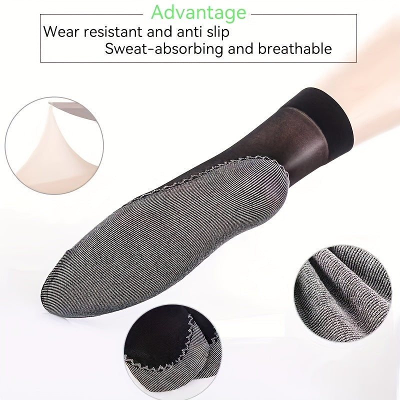 Women's Mesh Socks 4 Pairs Non-Slip Sweat-Absorbing Flesh-Colored Short