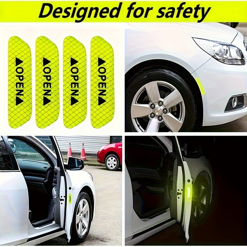 4 Pieces Car Door Welcome Light Projectors with Logo and Reflective Stickers