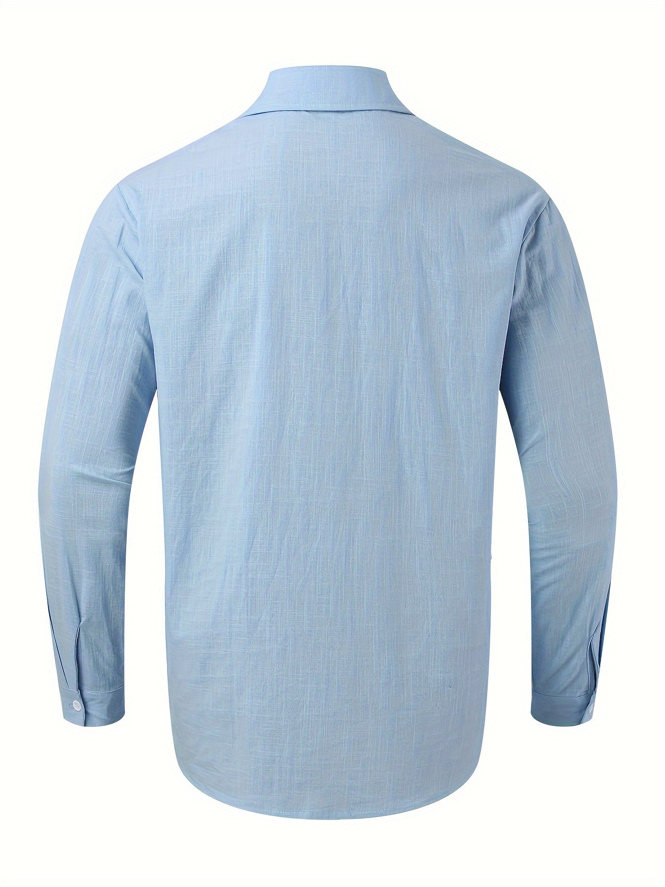 Men's Cotton Shirt Long Sleeve Solid Color Spring Fall Casual Trendy