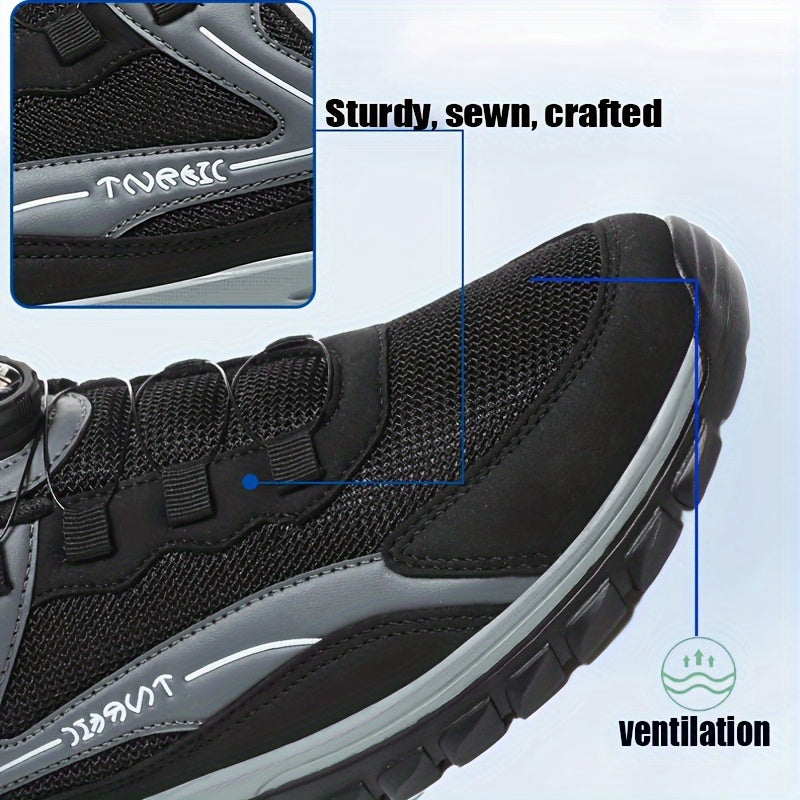 Zapatos de exterior para hombres grandes, ligeros y casuales para senderismo con hebilla giratoria sin cordones