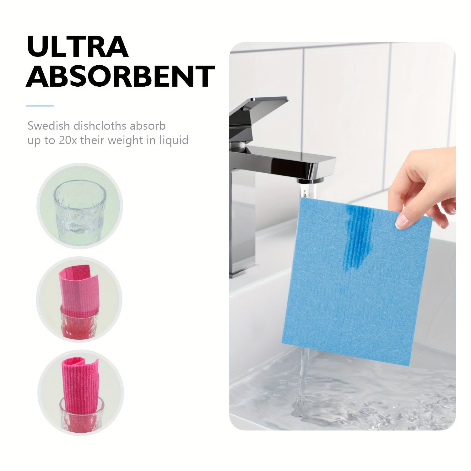 Swedish Dishcloths Kitchen Set Reusable Cellulose Sponge Cloths for Dishes