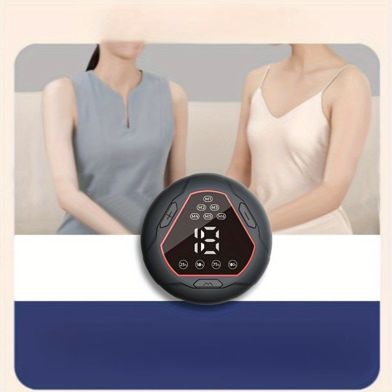 Portativ doira shaklidagi mushaklarni bo'shatuvchi massaj mashinasi, butun tana uchun USB orqali zaryadlanadigan batareyaga ega.