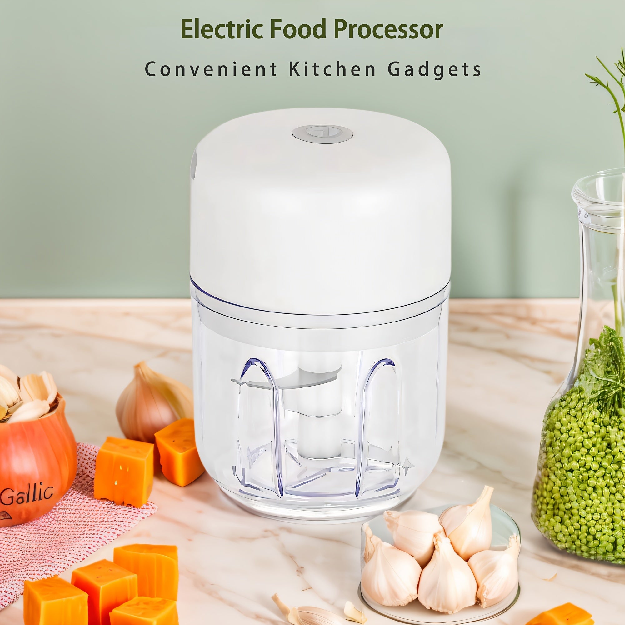 Electric Garlic Chopper 8.45oz Rechargeable Kitchen Shredder for Cooking