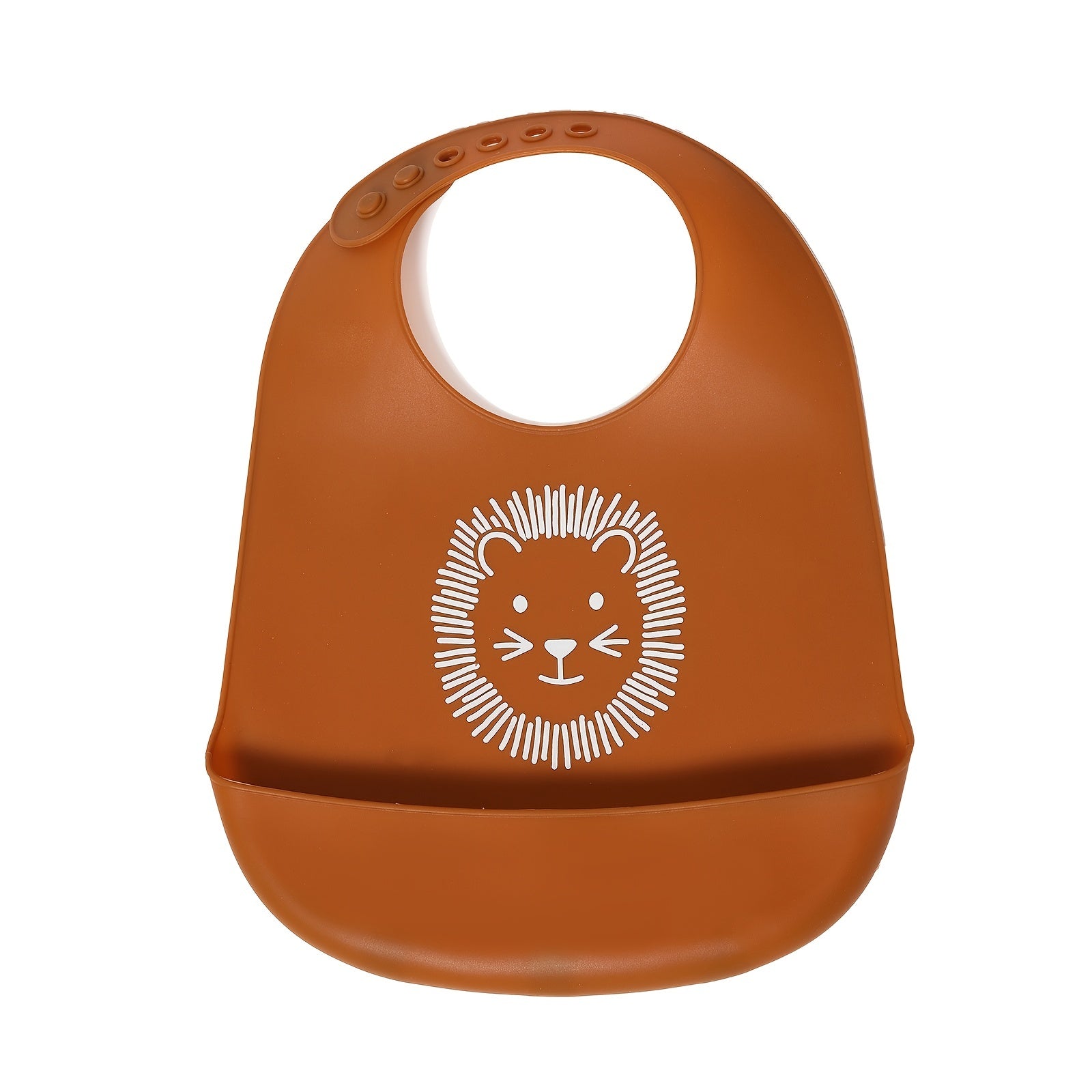 Baby Silicone Bib for Infants Waterproof Lion Print Durable Food Catcher