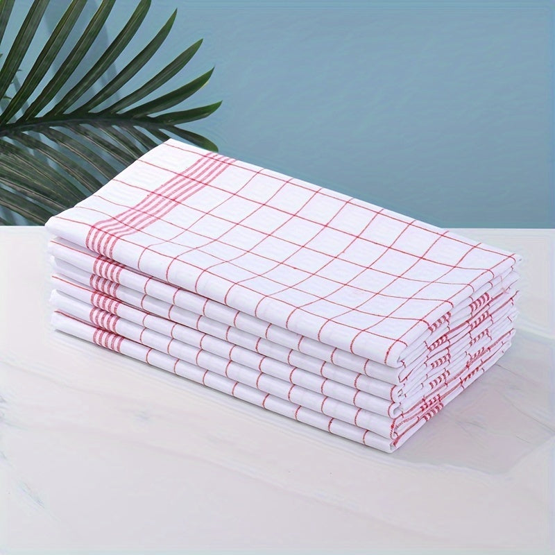 Paxta oshxona sochiqlari 3/6/12 dona, ko‘k, qizil, tekis va chiziqli, to‘g‘r shakldagi idish sochiqlari