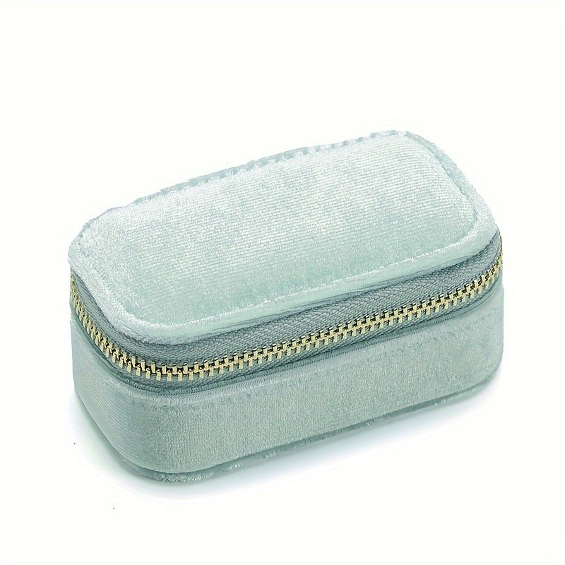 Velvet Jewelry Box Nordic Style with Zippered Closure for Earrings and Rings