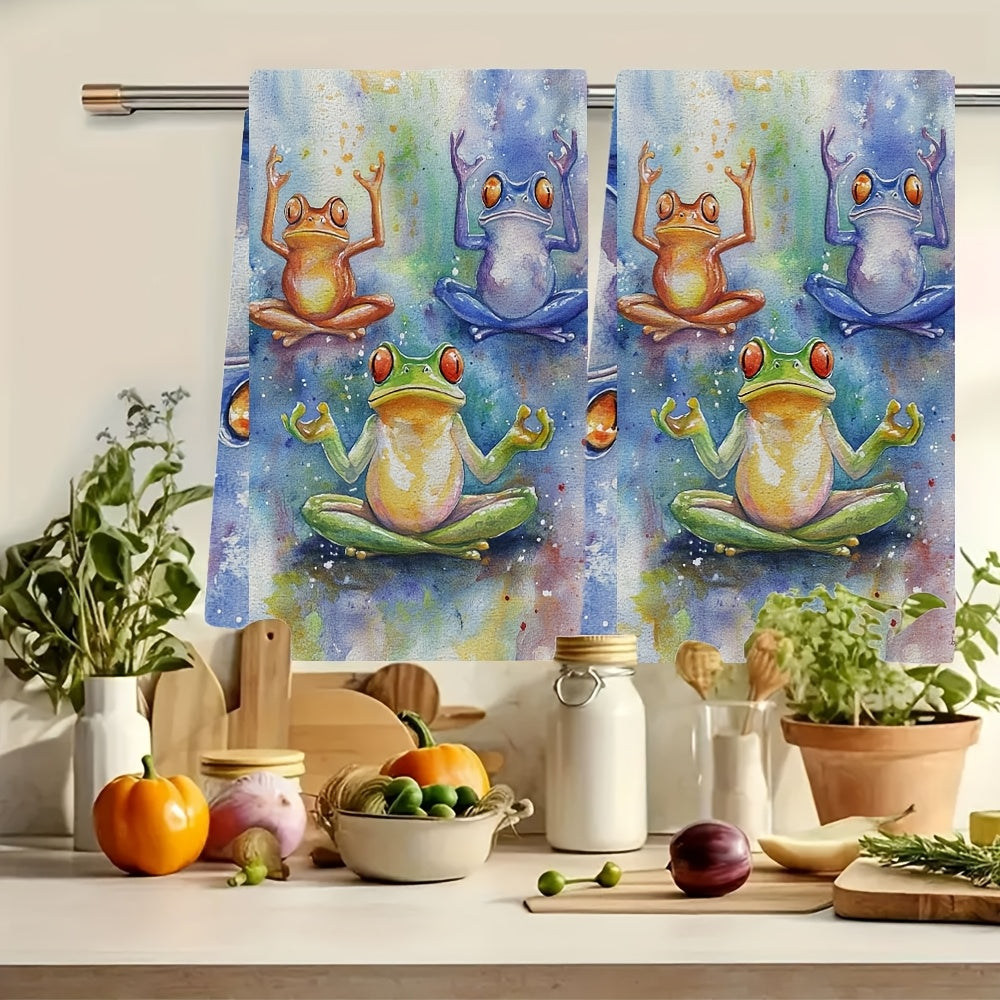 O'yin-kulgili Yoga qurbaqalar oshxona sochiqlari, juda yumshoq, yaxshi o'ziga xoslik, 40x60 sm