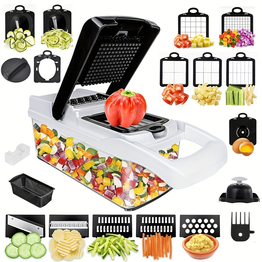 22-In-1 Vegetable Chopper with 12 Blades Slicer Dicer and Strainer
