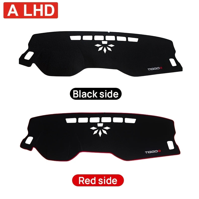 Dashboard Cover for Car - Polyester, UV Protection, Non-Slip, Black with Red Stitching