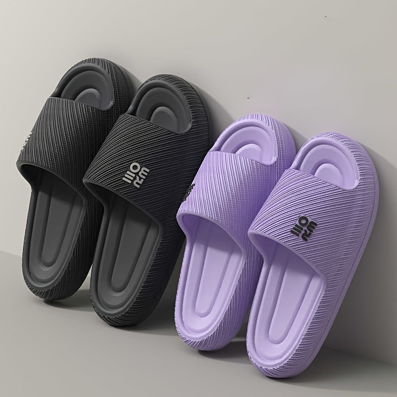 Women's Summer Slides Non-Slip EVA Sole Striped Indoor Outdoor