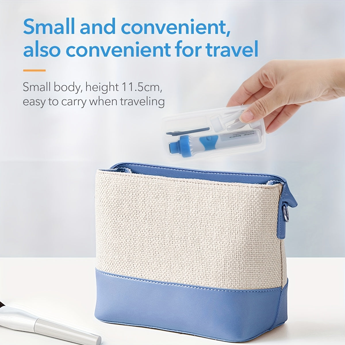 Battery-Free Earwax Cleaner Kit in Blue and White Ergonomic Design