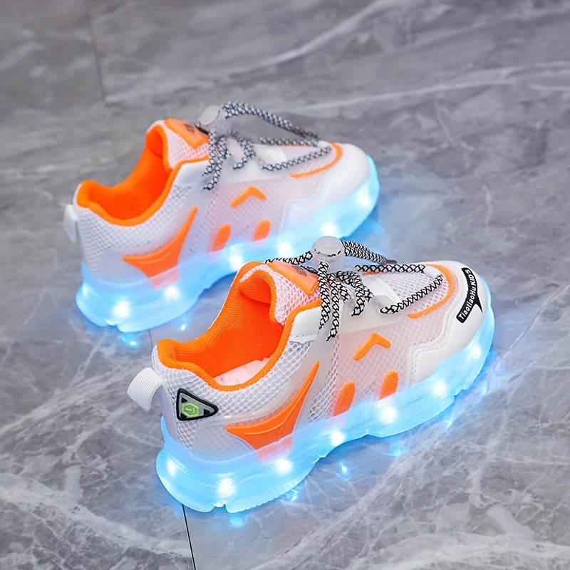 Kids' Light-Up Sneakers Boys Girls Rechargeable Colorful Breathable Mesh Spring Summer