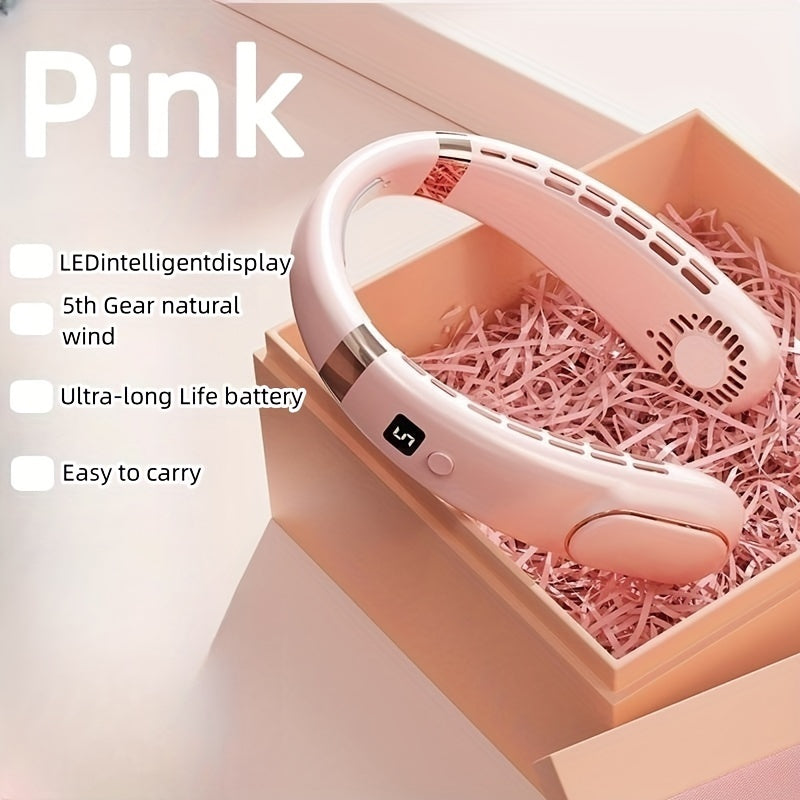 Portable Neck Fan Mini USB Rechargeable Bladeless Air Conditioner for Indoor Outdoor Use White