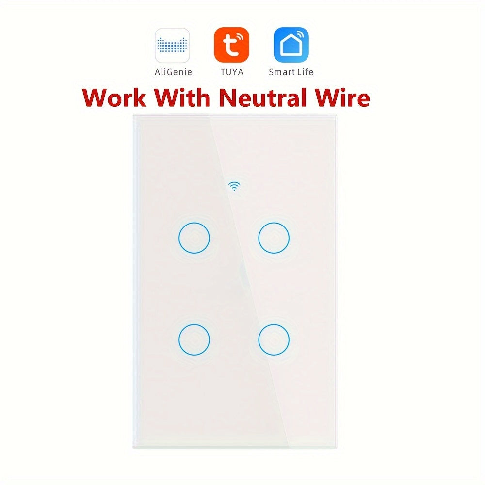 WiFi Smart Light Switch Touch Voice Control Compatible with Alexa Google App Remote Timer Black White