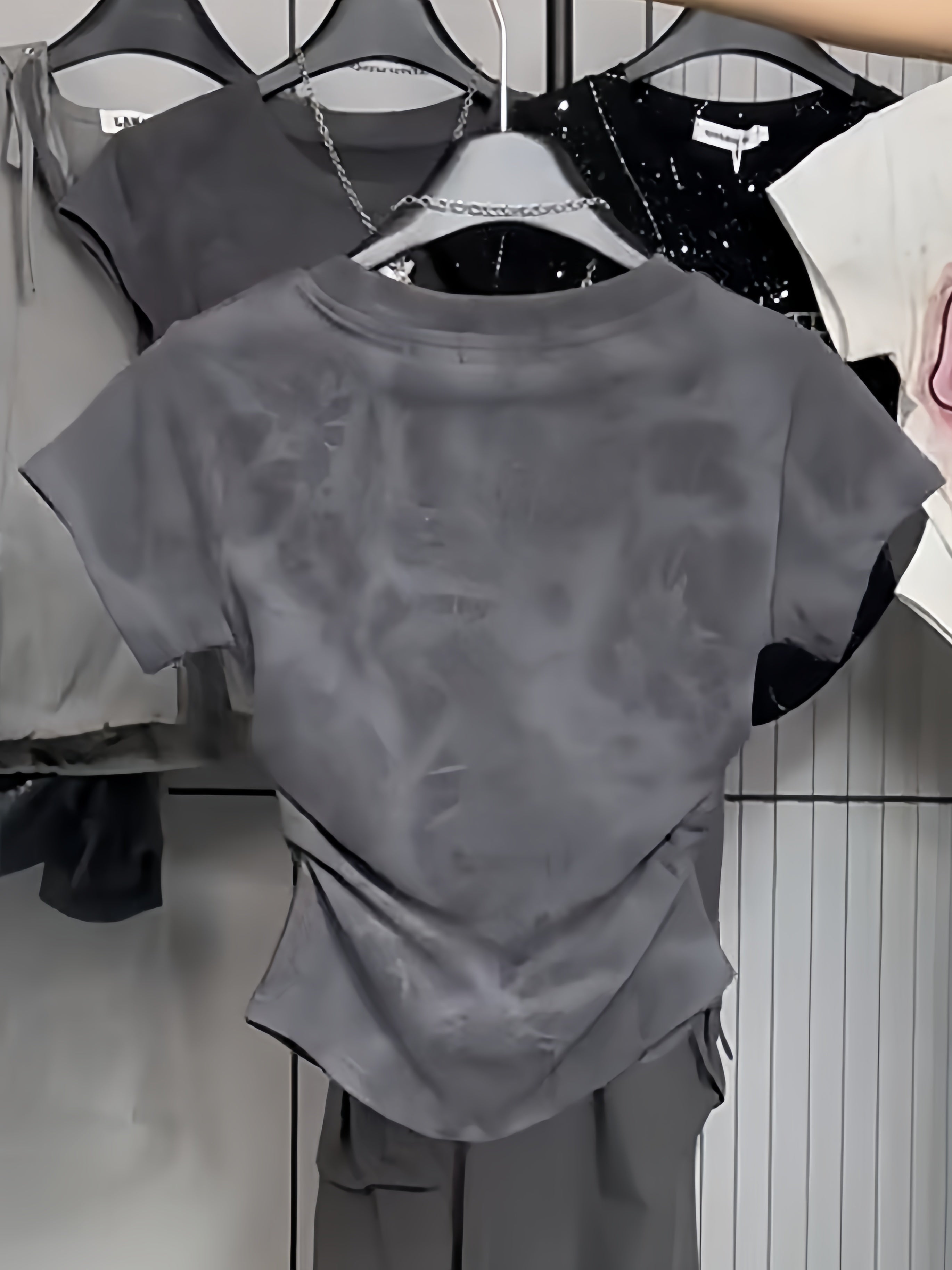 Women's Y2K Letter Print T-Shirt Cotton Blend Crew Neck Short Sleeve Spring Summer Fall