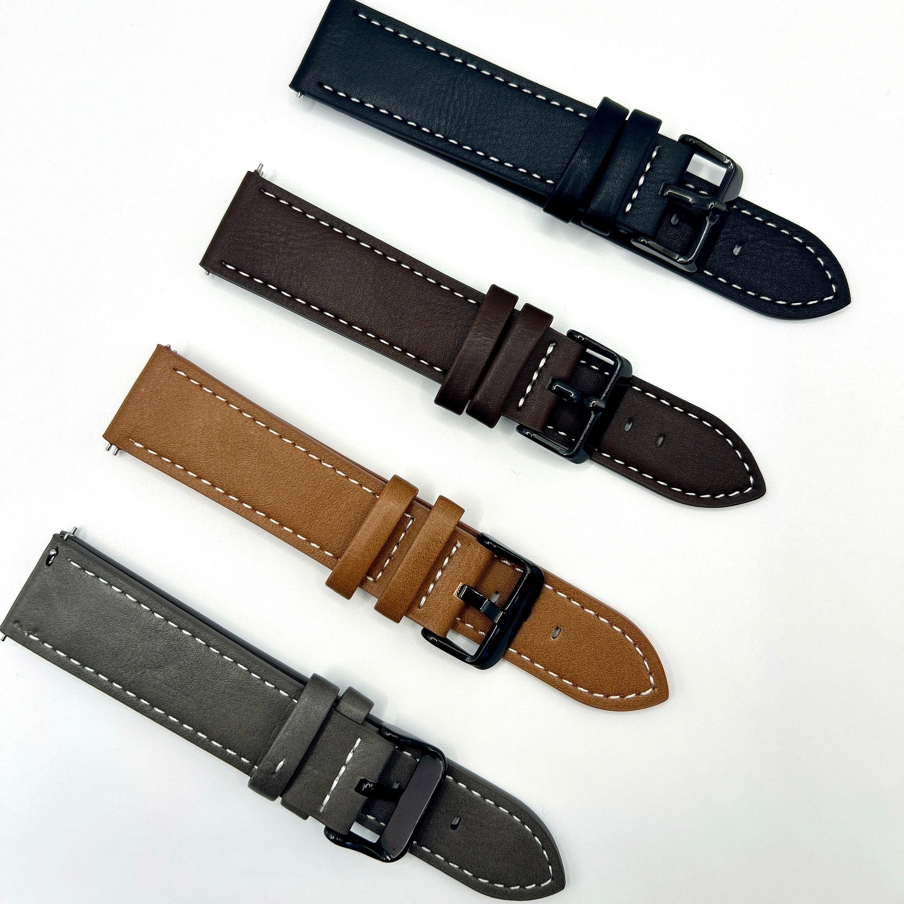 22mm PU Leather Watch Strap Adjustable Replacement for Smart Watches Men Women