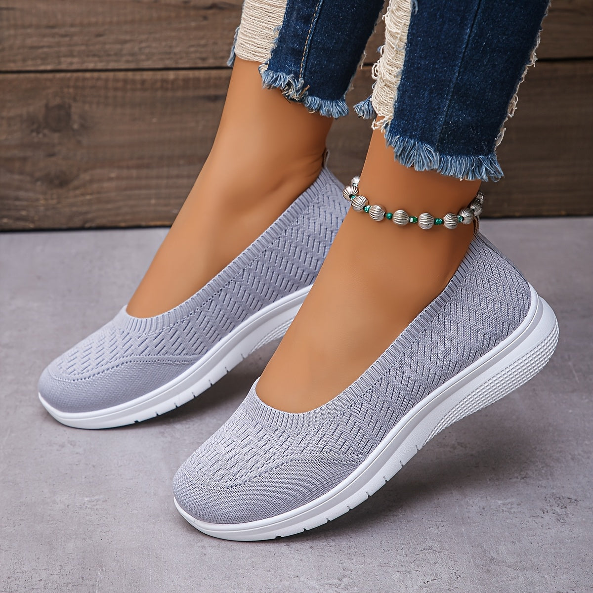 Women’s Slip-On Sock Sneakers Light Blue Casual Athletic Shoes
