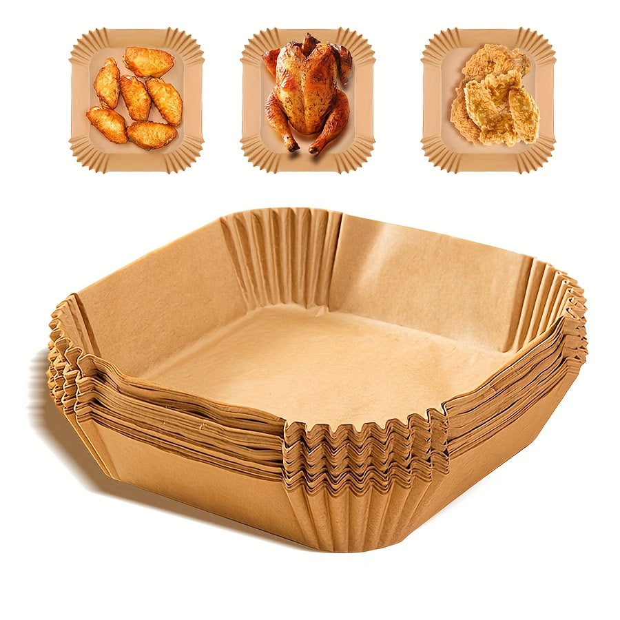 Square Parchment Paper Liners 100-Pack Non-Stick Food-Grade Oil-Absorbent for Air Fryer Baking