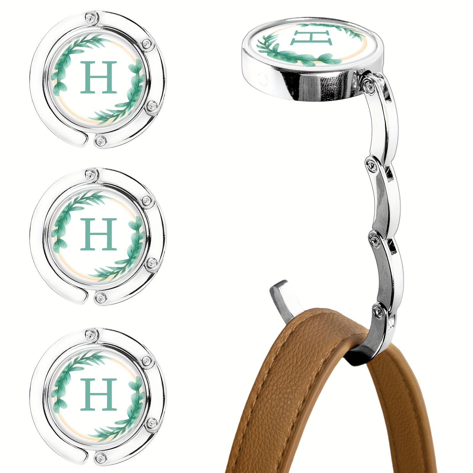 Набор из 3-х складных крючков для кошельков с цветочным дизайном букв, изготовленных из металла для подвешивания сумок на столах. Стильная подставка для сумок и органайзер для стола для женщин.