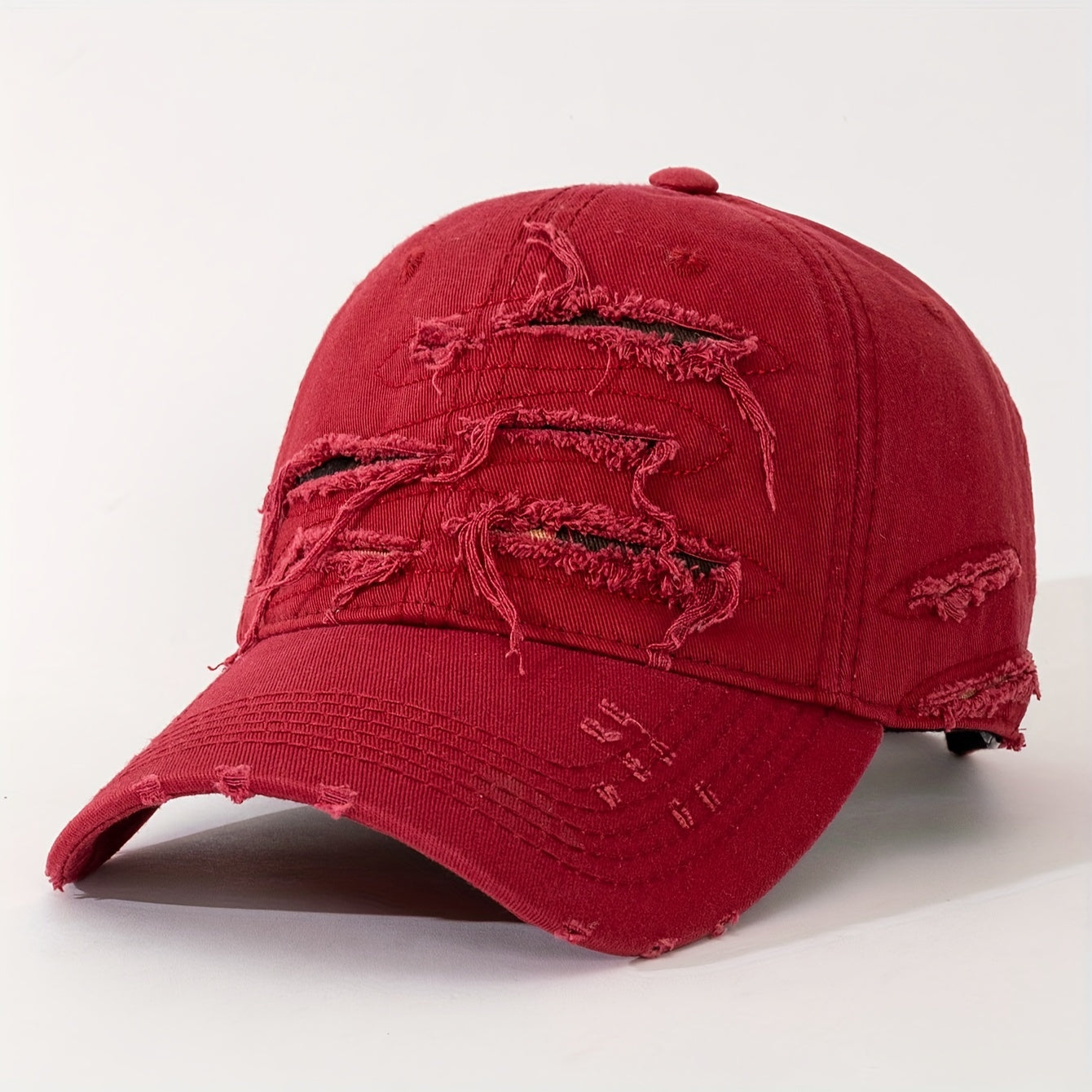 Lightweight Washed Polyester Baseball Cap with Embroidered Patches and Hole Design for Spring Festival and Valentine's Day