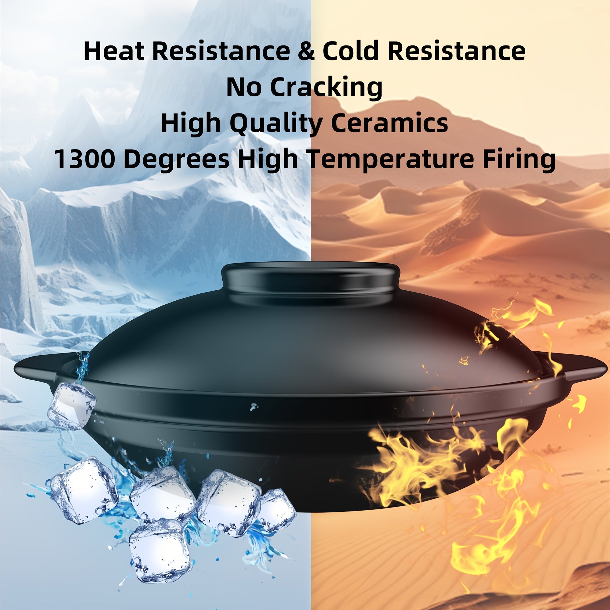 UMIZILI Oval Keramika Qozon Qopqog'i bilan - 2L Katta Hajm, Faqat Qo'lda Yuvish, Pishirish uchun Mos Loy Qozon, Gaz, Mikrotolqinli Pech va Plitalar uchun Ideal - 2-4 Kishi uchun Mos.