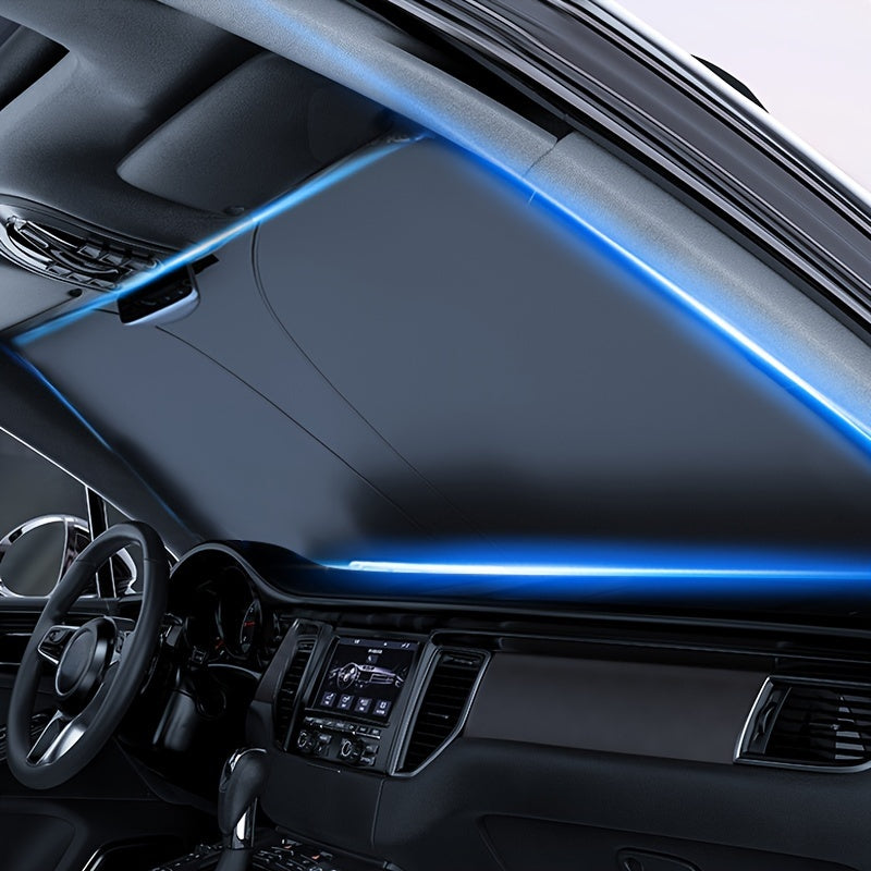 Foldable Car Sun Visor UV Protection Interior Cooling Black Universal Fit