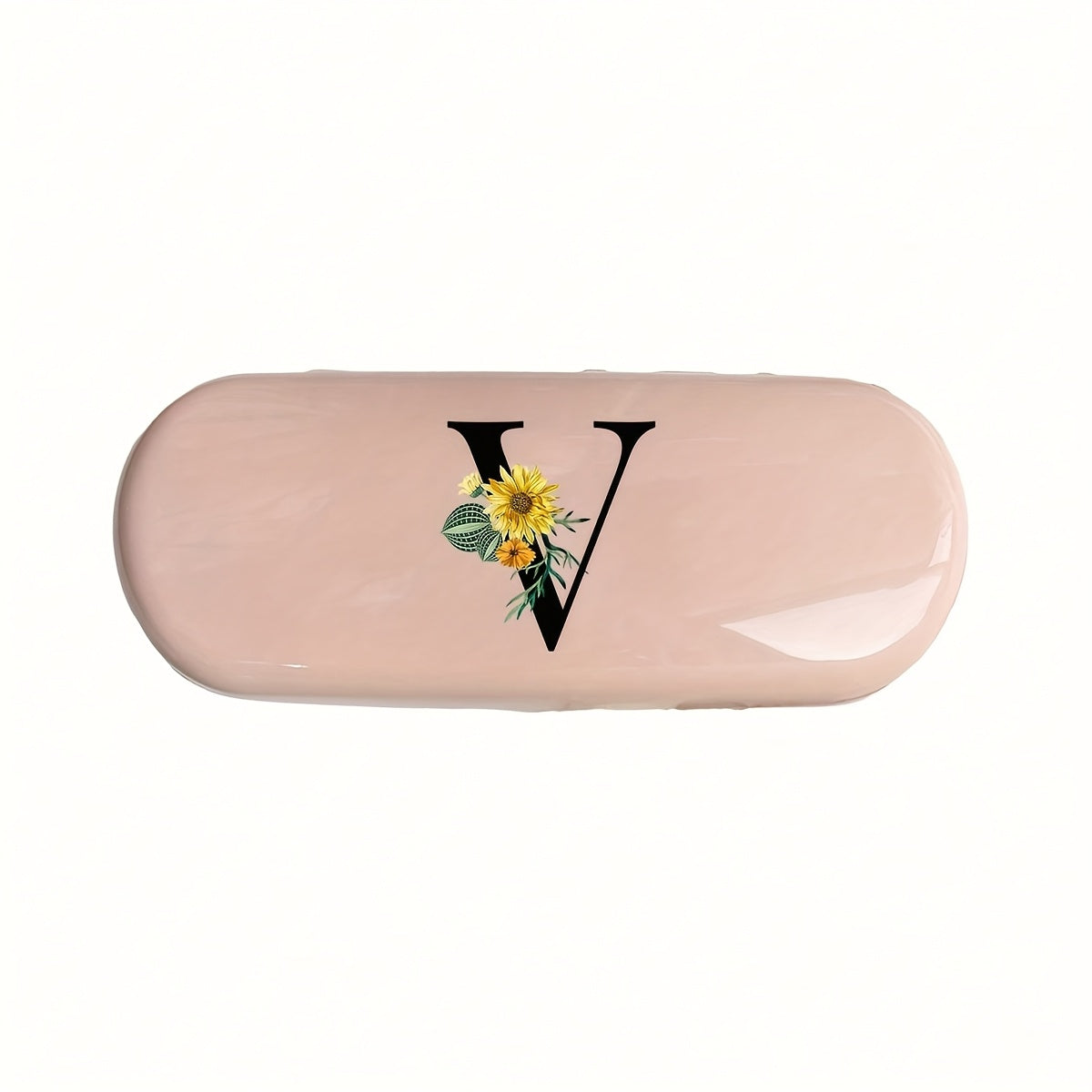 Pink Floral Monogram Glasses Case Waterproof Dustproof Compact Plastic Storage Box for Men and Women