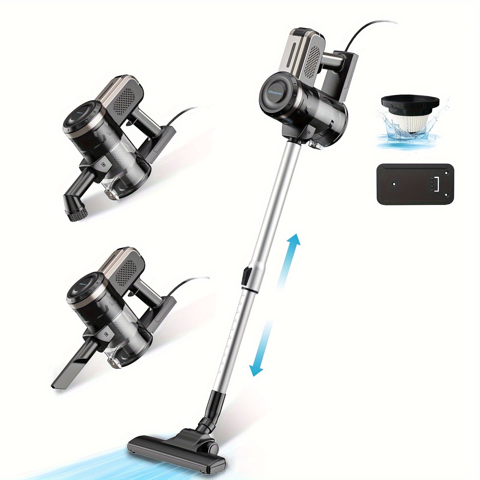 Corded Upright Vacuum Cleaner with 600W Power and 18KPa Suction