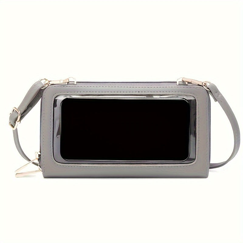 Women's Crossbody Phone Bag RFID Blocking Touch Screen Synthetic Leather Adjustable Strap Black Red Blue