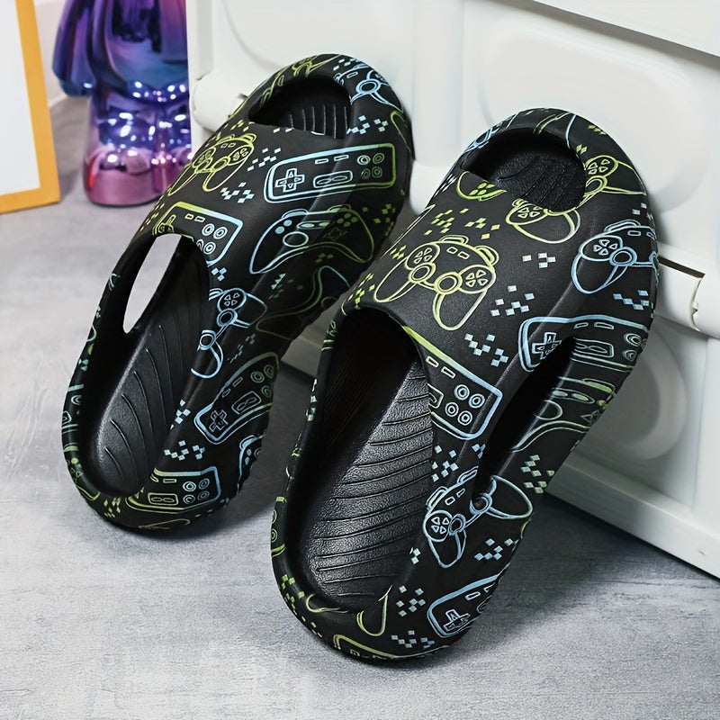 Детские тапочки с открытым носком для мальчиков и девочек, летняя повседневная обувь из ЭВА с случайным узором