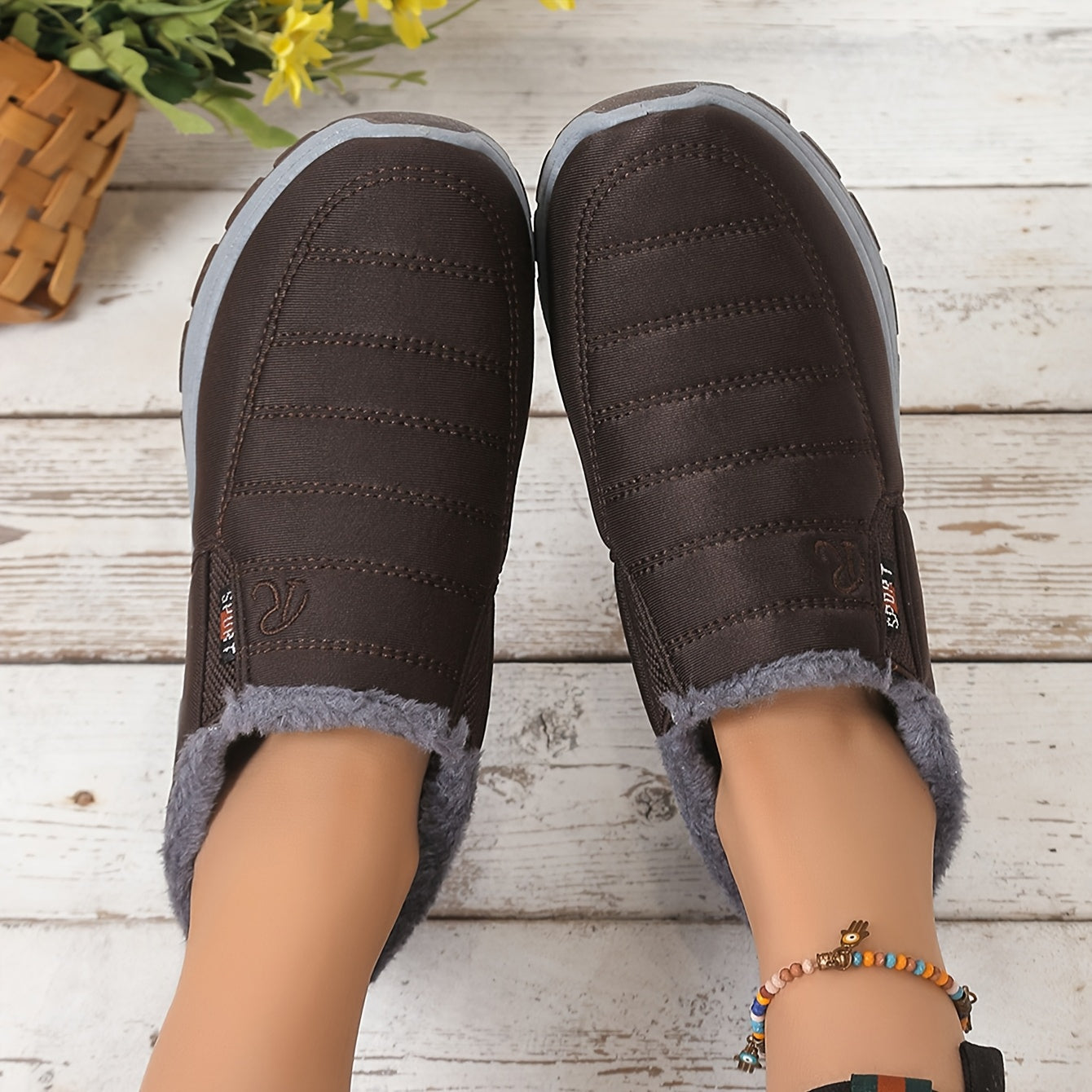 Women's Knit Slip-On Loafers Breathable Winter Indoor Outdoor Cozy Flat Shoes