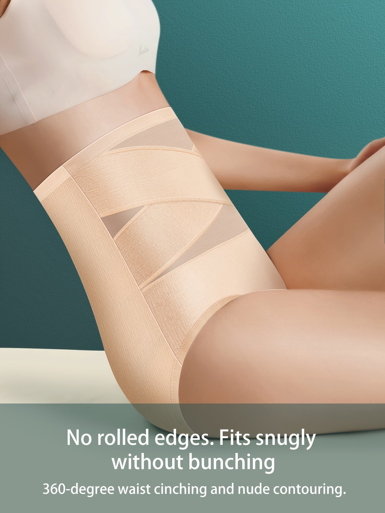 Women's High Waist Tummy Control Panties Mesh Panel Cross-Strap Butt Lift Black Shapewear