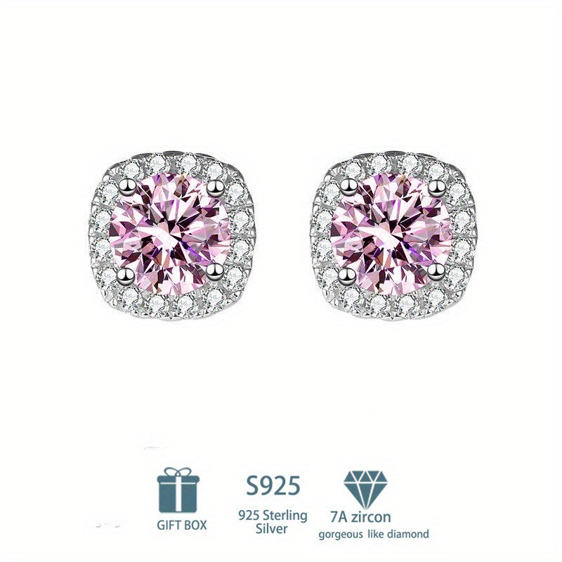 Pendientes de plata de ley estilo bohemio con moissanita en forma de cuadrado para mujer