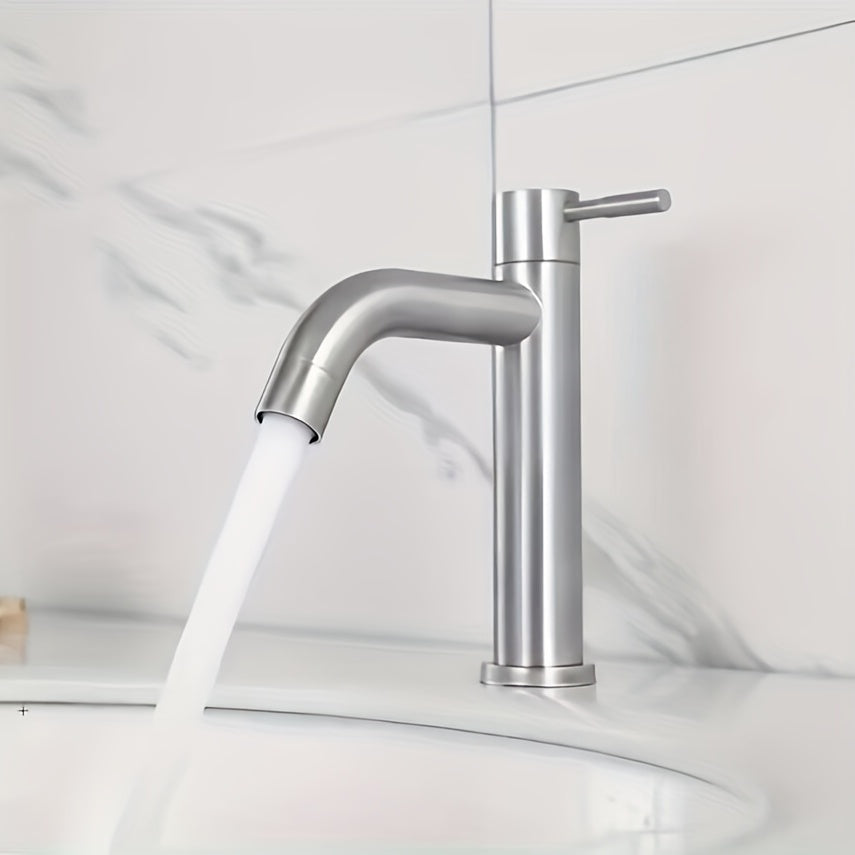 304 Stainless Steel Bathroom Faucet with Single Handle and Ceramic Valve