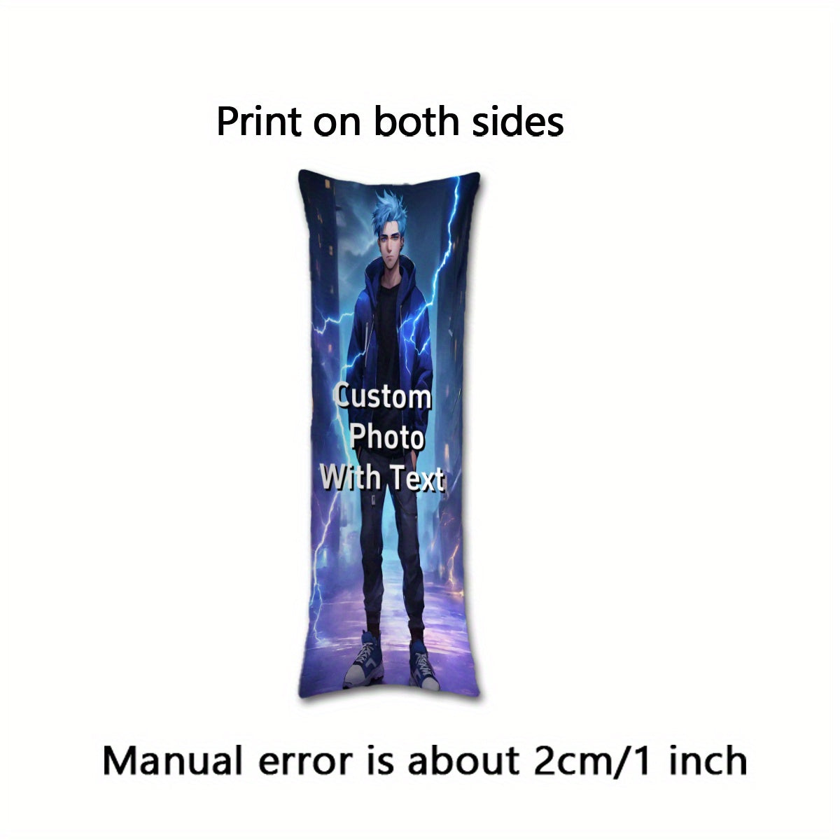 Personalized Long Body Pillow Cover Soft Plush Double-Sided 50.8x137.16 cm