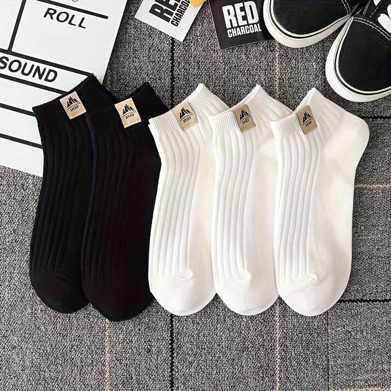 Pack of 5 Women’s Low Ankle Socks Solid Knit Polyester Elastane