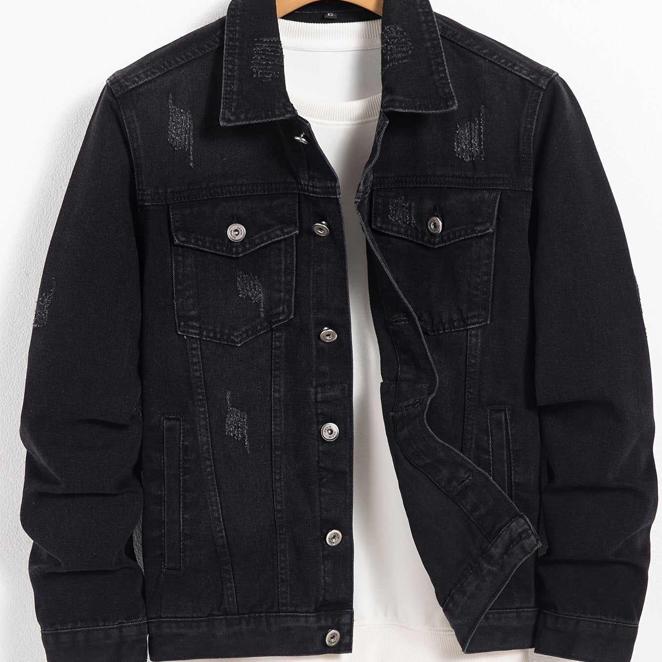 Erkaklar klassik denim ko'ylagi - Norasmiy, cho'zilmaydigan paxta aralashmasi, yuvish mashinasida yuvilishi mumkin, yengil yaka bilan