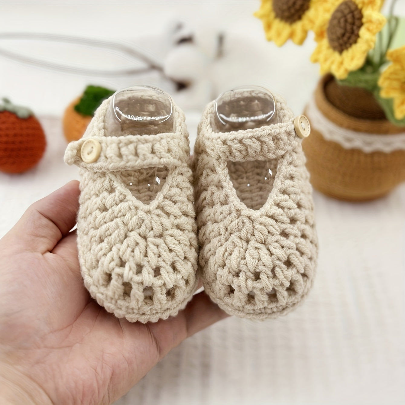 Crochet Baby Shoes Slip-On Booties for Infants and Toddlers All-Season Soft Fabric