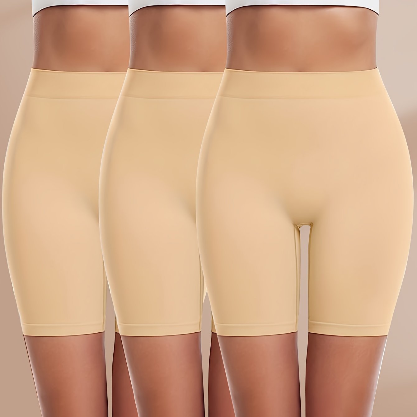 3-Pack High Waist Seamless Boyshorts for Women Solid Color Breathable Lingerie