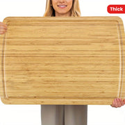 Large Bamboo Cutting Board 63.5x40.64cm Thick Butcher Block with Juice Groove