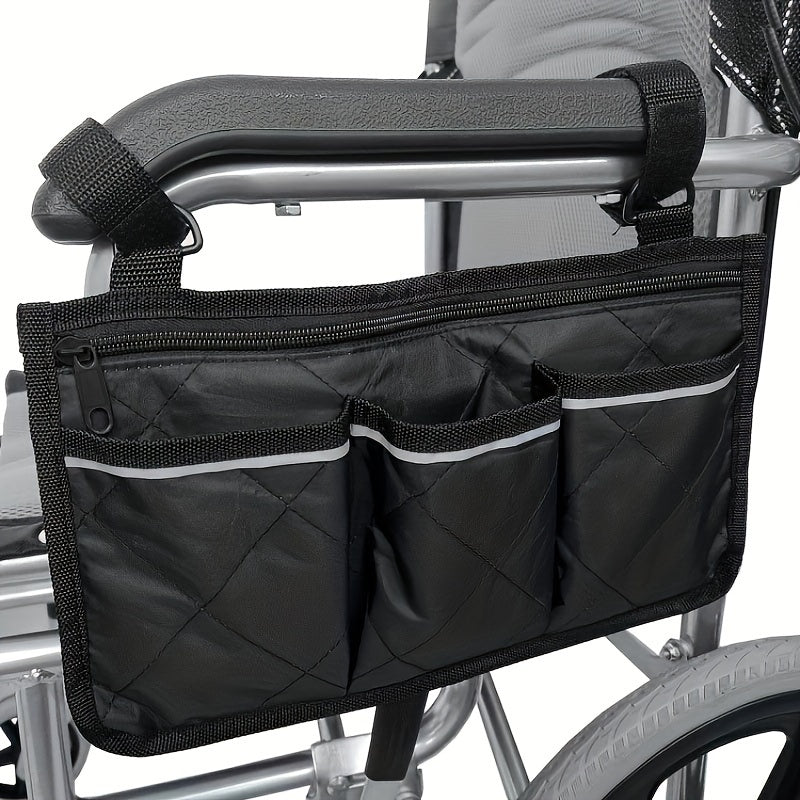 Wheelchair Storage Bag with Multiple Pockets and Reflective Strip