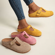 Women's Closed-Toe Sandals Thick Platform Cushioned Slip-On Flats All-Season