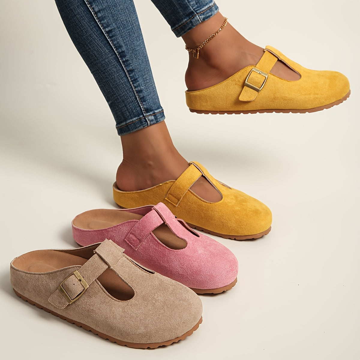 Women's Platform Slip-On Sandals with Cushioned Sole in Mustard Yellow