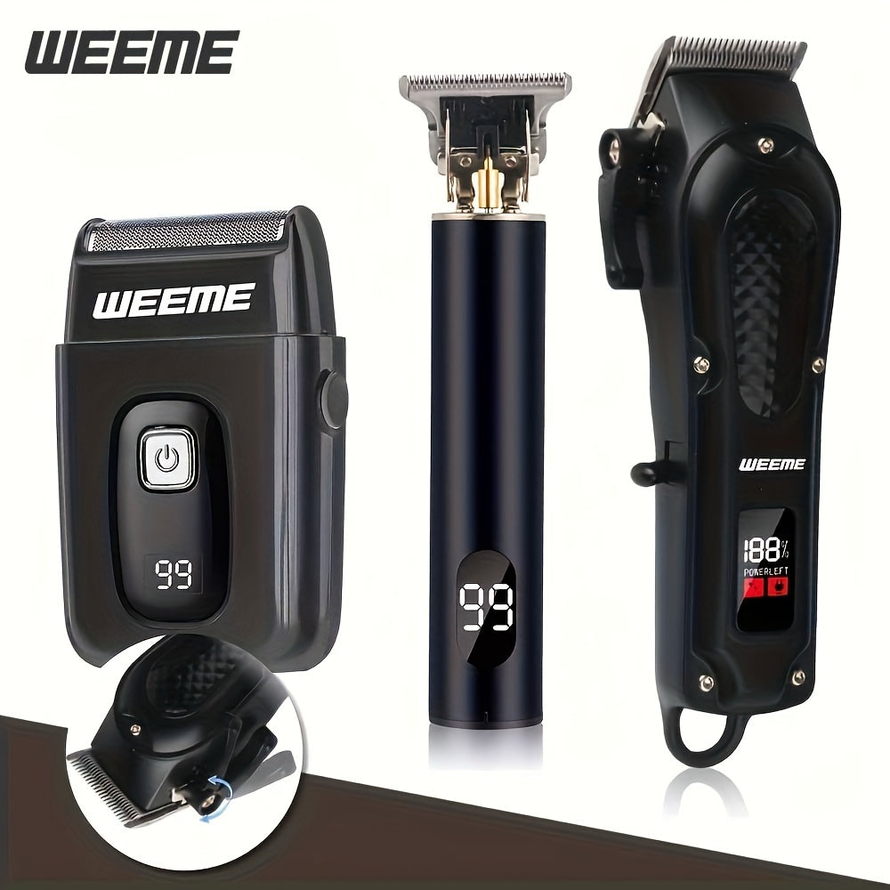 Men's Cordless Grooming Kit with Digital Display Rechargeable Trimmer and Adjustable Comb Set