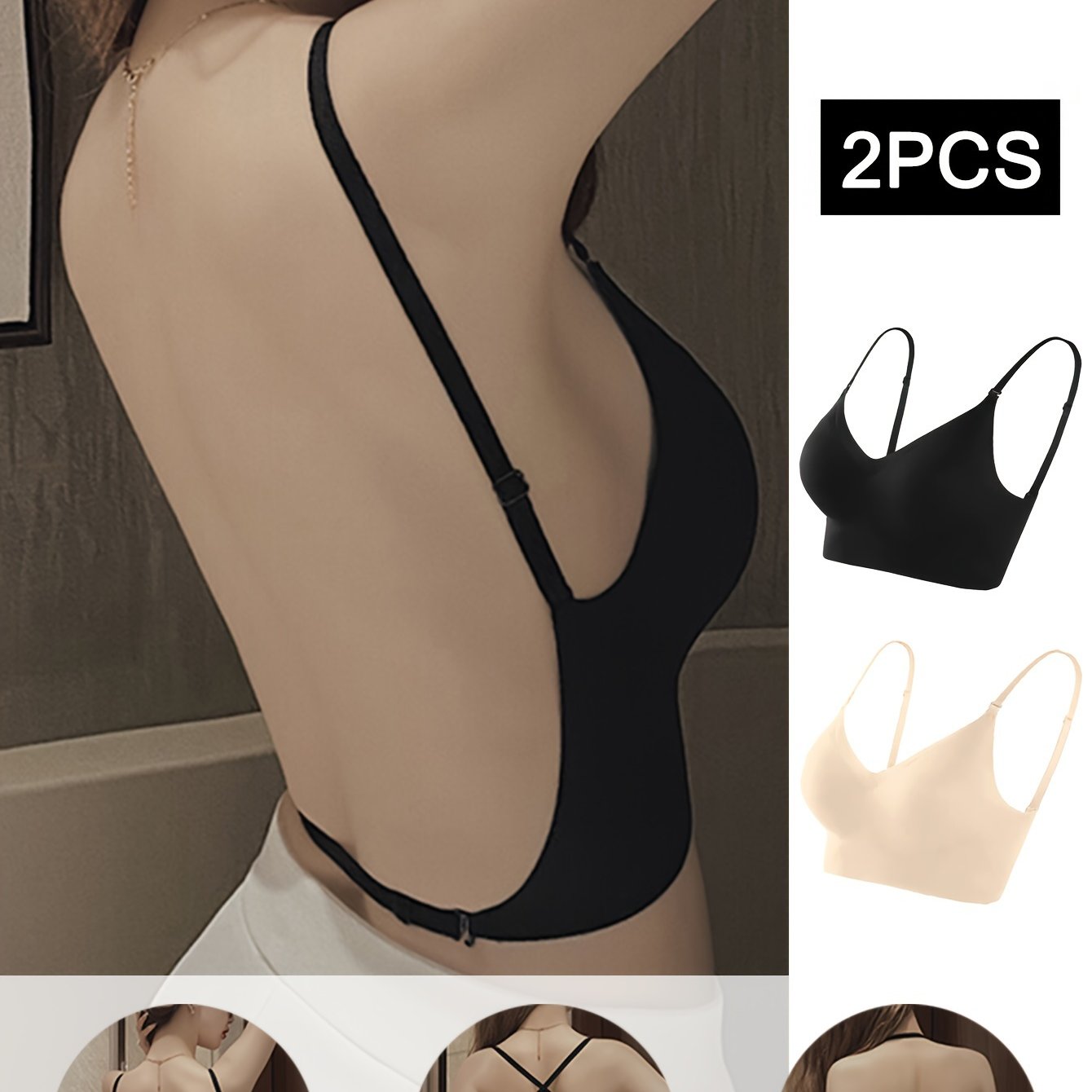 Seamless Backless Wireless Push Up Bra Breathable Comfortable Lingerie