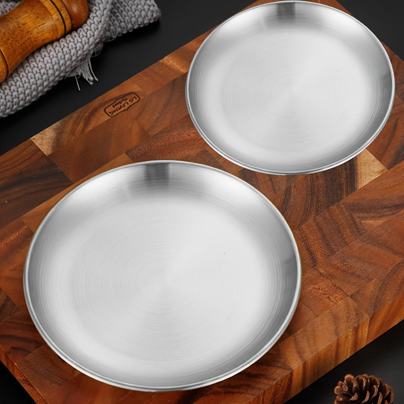 12 piezas de platos de acero inoxidable para servir carne asada y aperitivos, cocina, hogar, restaurante